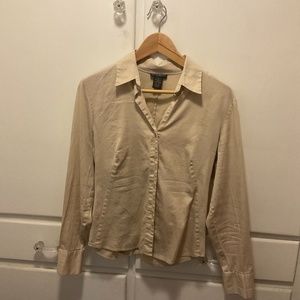 Beige button down blouse Banana Republic medium
